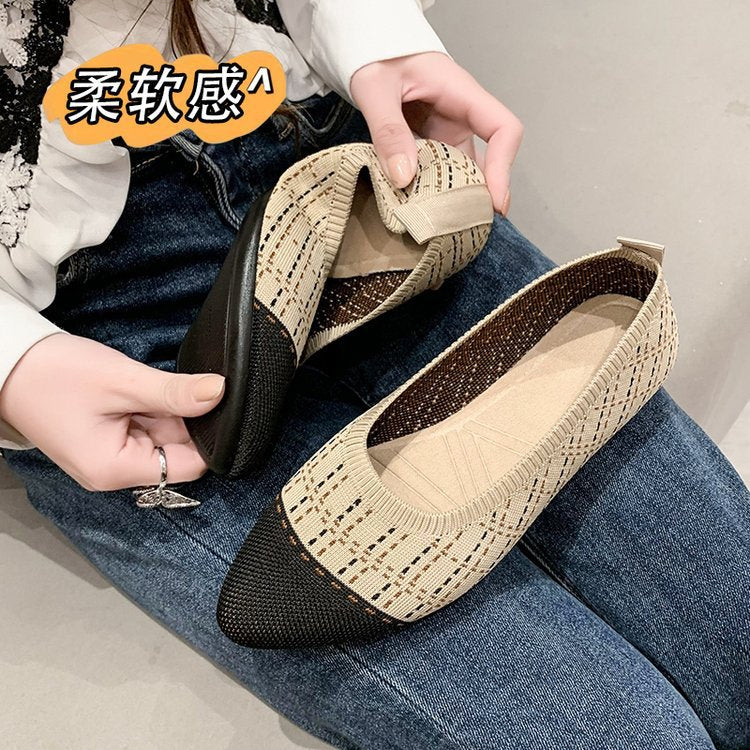 Shallow mouth flying shoes knitted knitting