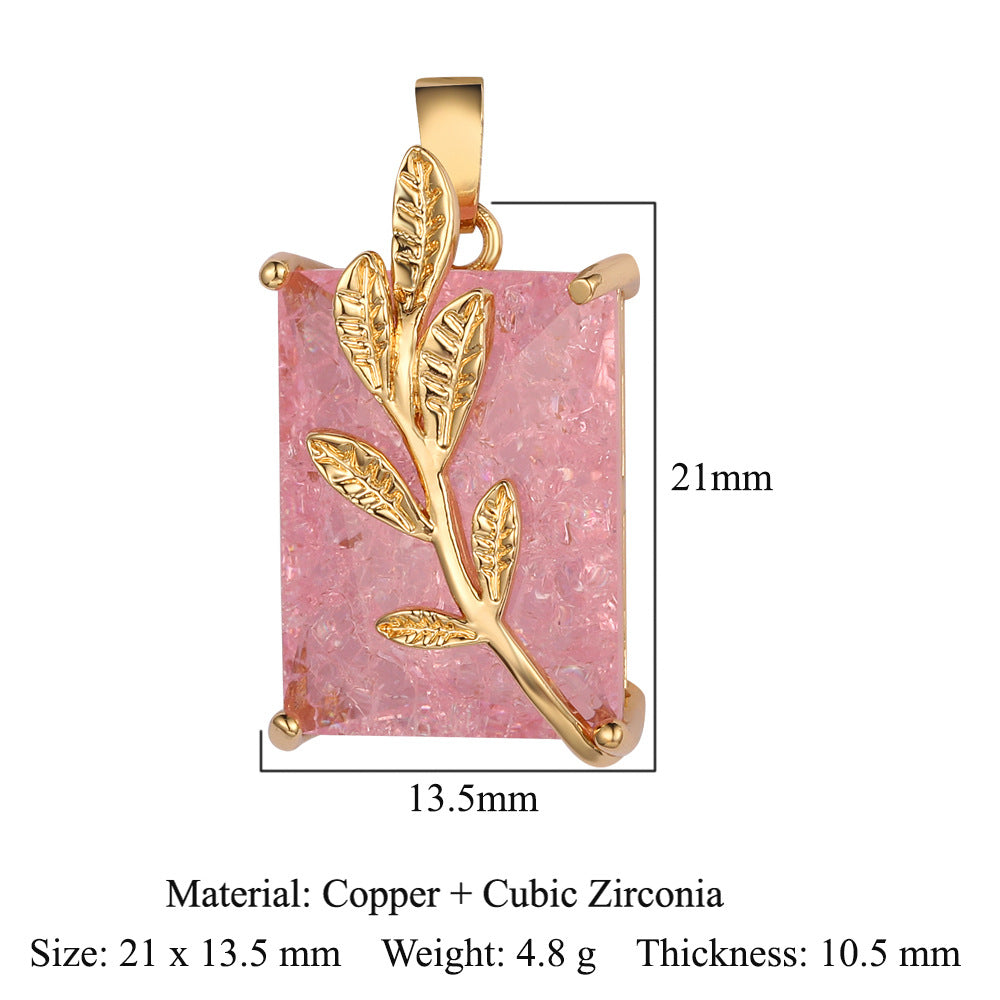 Copper zircon pendant, water drop square love bow.