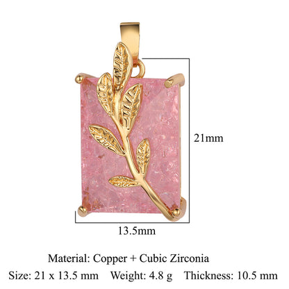 Copper zircon pendant, water drop square love bow.