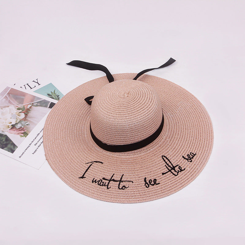 Summer Big Brim Embroidered Sun Hat Foldable Beach