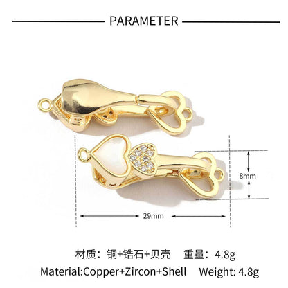 Butterfly shell copper zircon removable connecting buckle