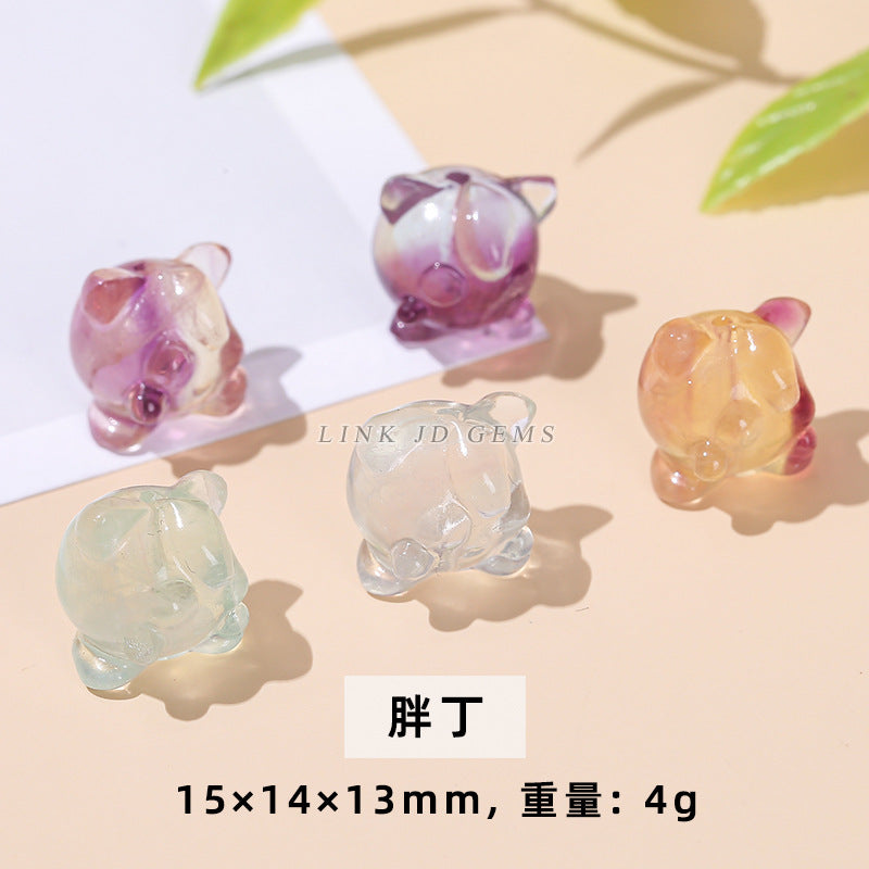 Natural color fluorite small carving