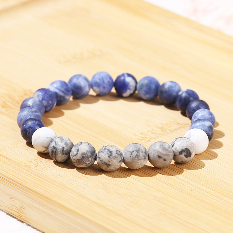 Frosted natural blue stone map stone bracelet