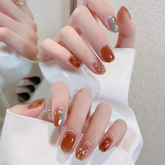 Caramel Gradient Dual-Tone Nails