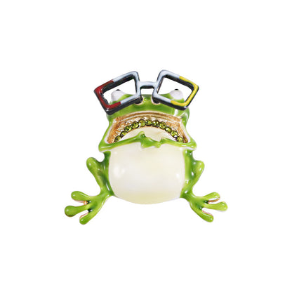 Oil drop glasses frog brooch