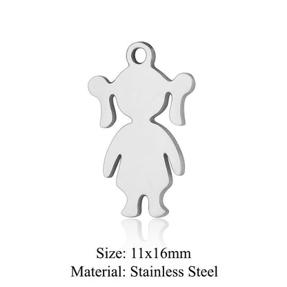 5Pcs/Pack Boy Girl Titanium Steel Pendant Family DIY