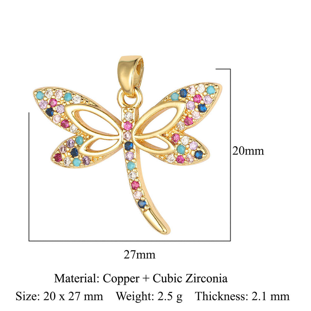 Fly color zirconium copper micro-inlaid necklace pendant