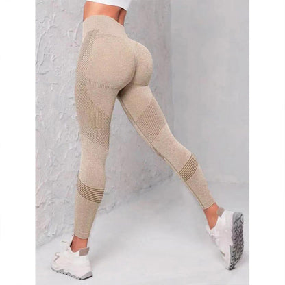 Solid color high waist hip yoga pants for women