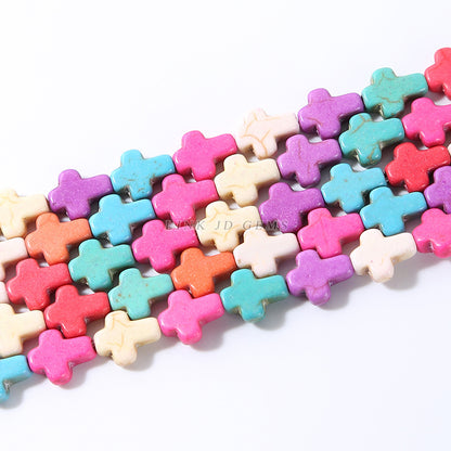 Colorful synthetic turquoise cross loose beads