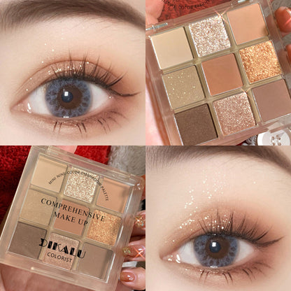 Paleta de sombras de ojos acrílicas transparentes de nueve colores 