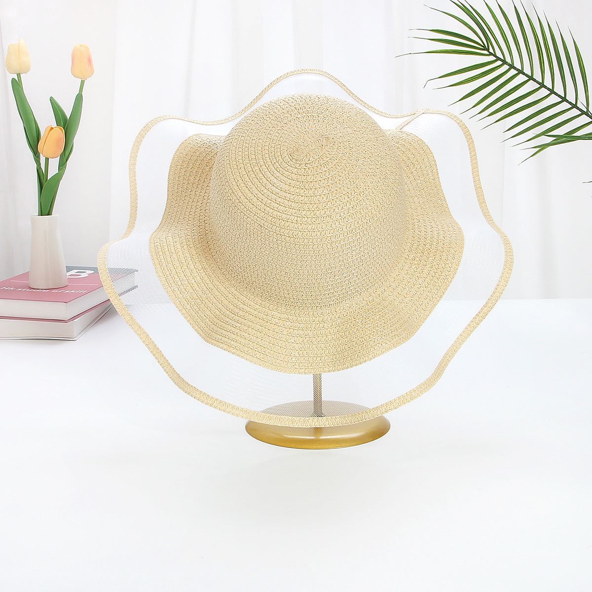 Mesh Wave Straw Hat DIY Hat Blank Big Brim Sun Protection