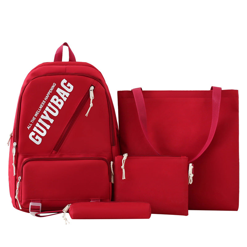 4-piece student backpack with large capacity