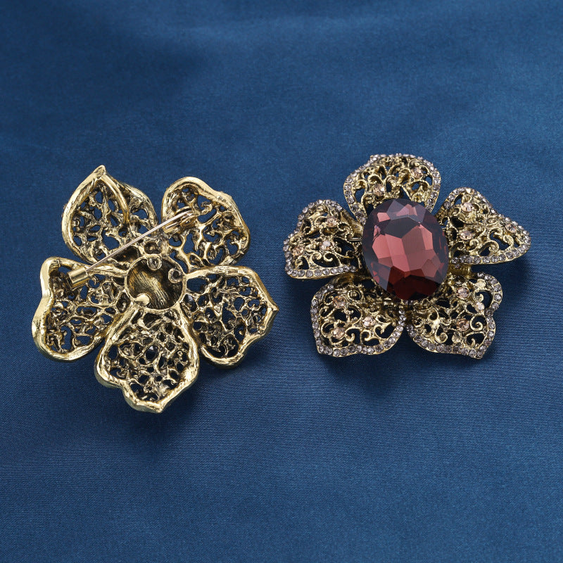 Crystal Flower Brooch