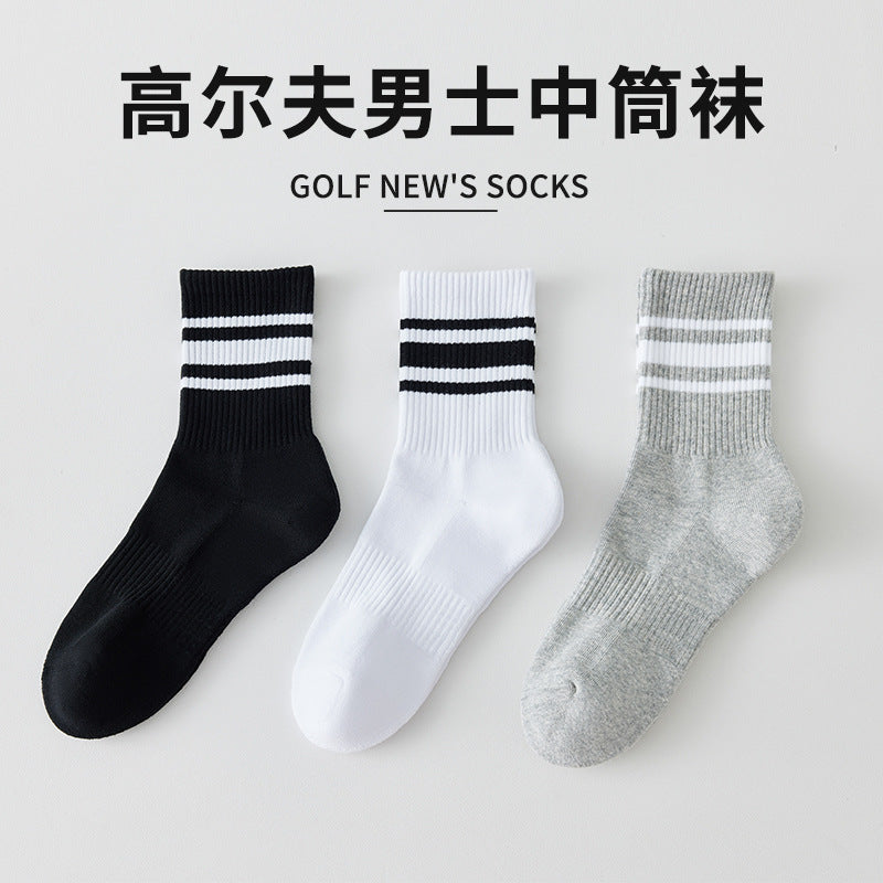 Golf Cushioned Breathable Towel Bottom Sports Mid-Calf Socks