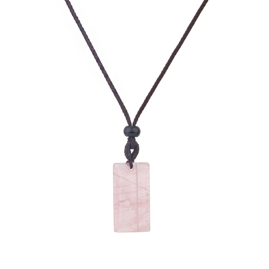 Crystal Rectangular Square Pendant Necklace