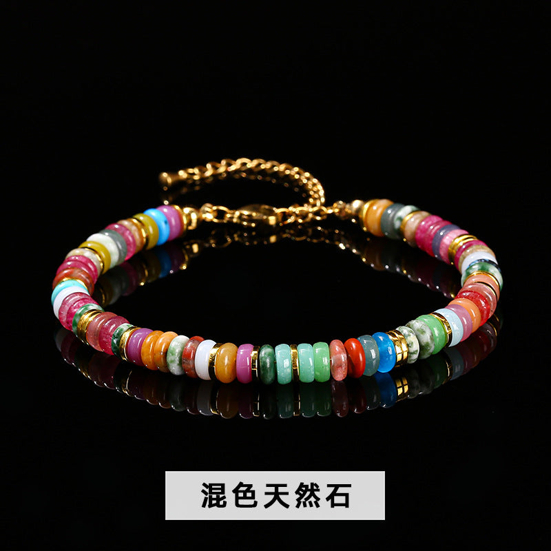 Natural Powder Crystal Tablet Bead Bracelet