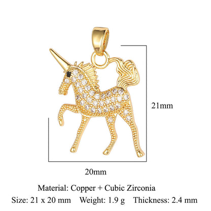 Unicorn love color zirconium copper micro-inlaid necklace pendant