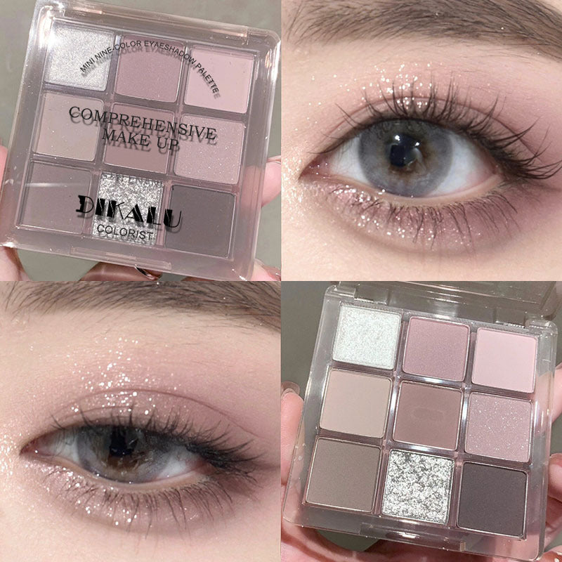 Paleta de sombras de ojos acrílicas transparentes de nueve colores 