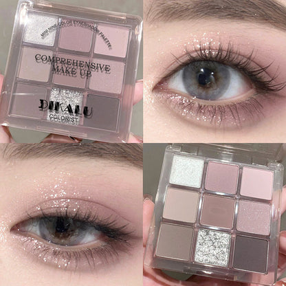 Paleta de sombras de ojos acrílicas transparentes de nueve colores 