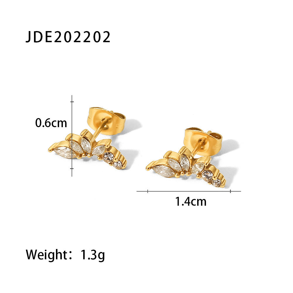 18K Gold Flower Zircon Earrings