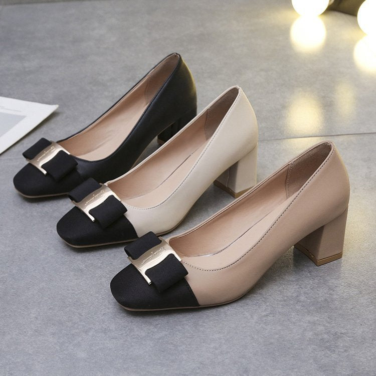 Light mouth single shoes color matching women's shoes