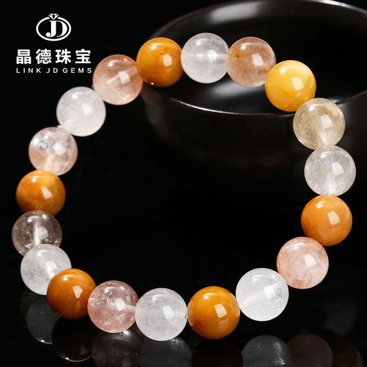 Natural color rabbit fur crystal bracelet