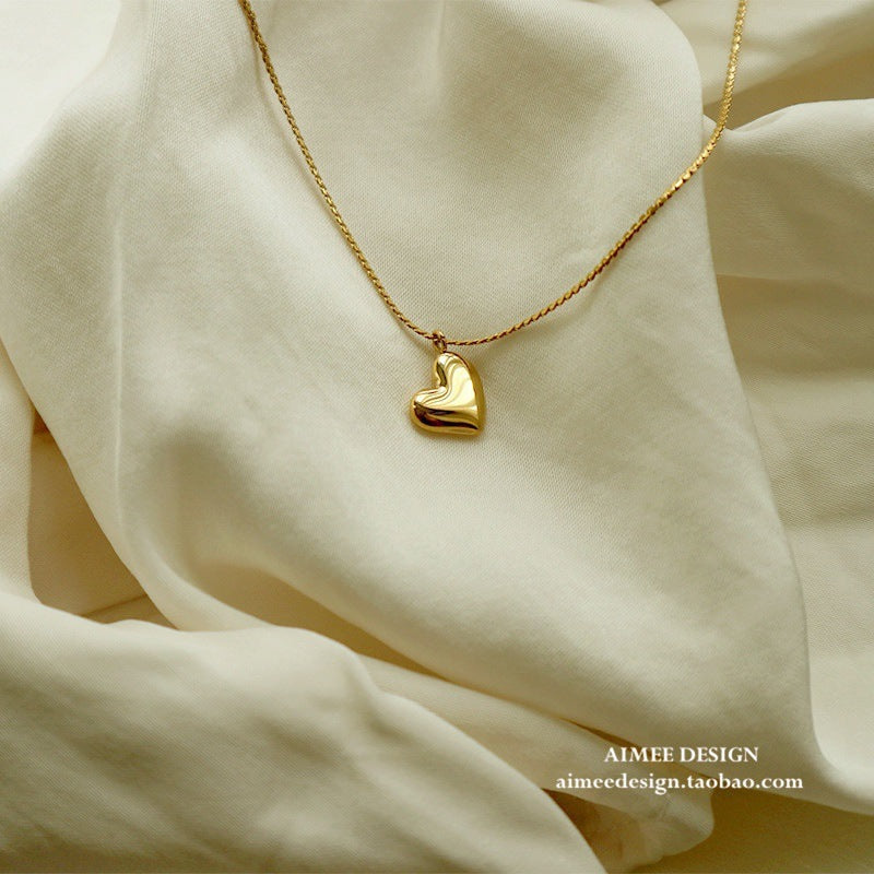 Fine chain peach heart necklace