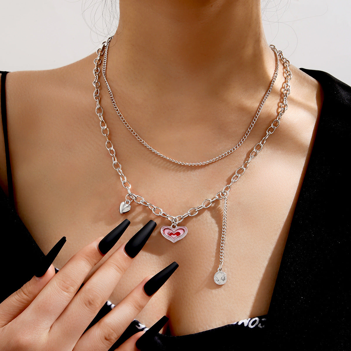 Collar de amor con gotas de aceite rosa al por mayor 