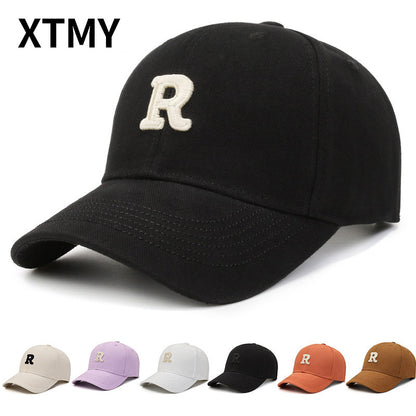 Minimalist R Letter Embroidered Duckbill Cap