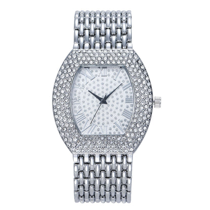 Steel Belt Diamond Barrel Ladies Watch