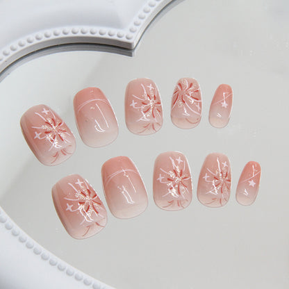 Blush Fireworks Star Short Ballerina Nails