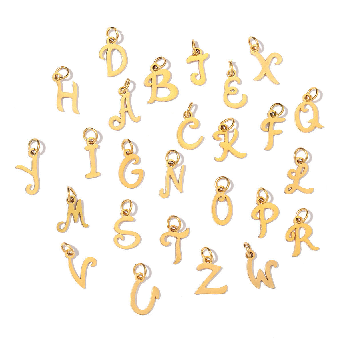 20 pcs/pack gold English letter titanium steel DIY pendant