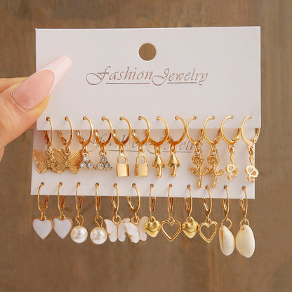 Metal twist earrings set 6 pairs