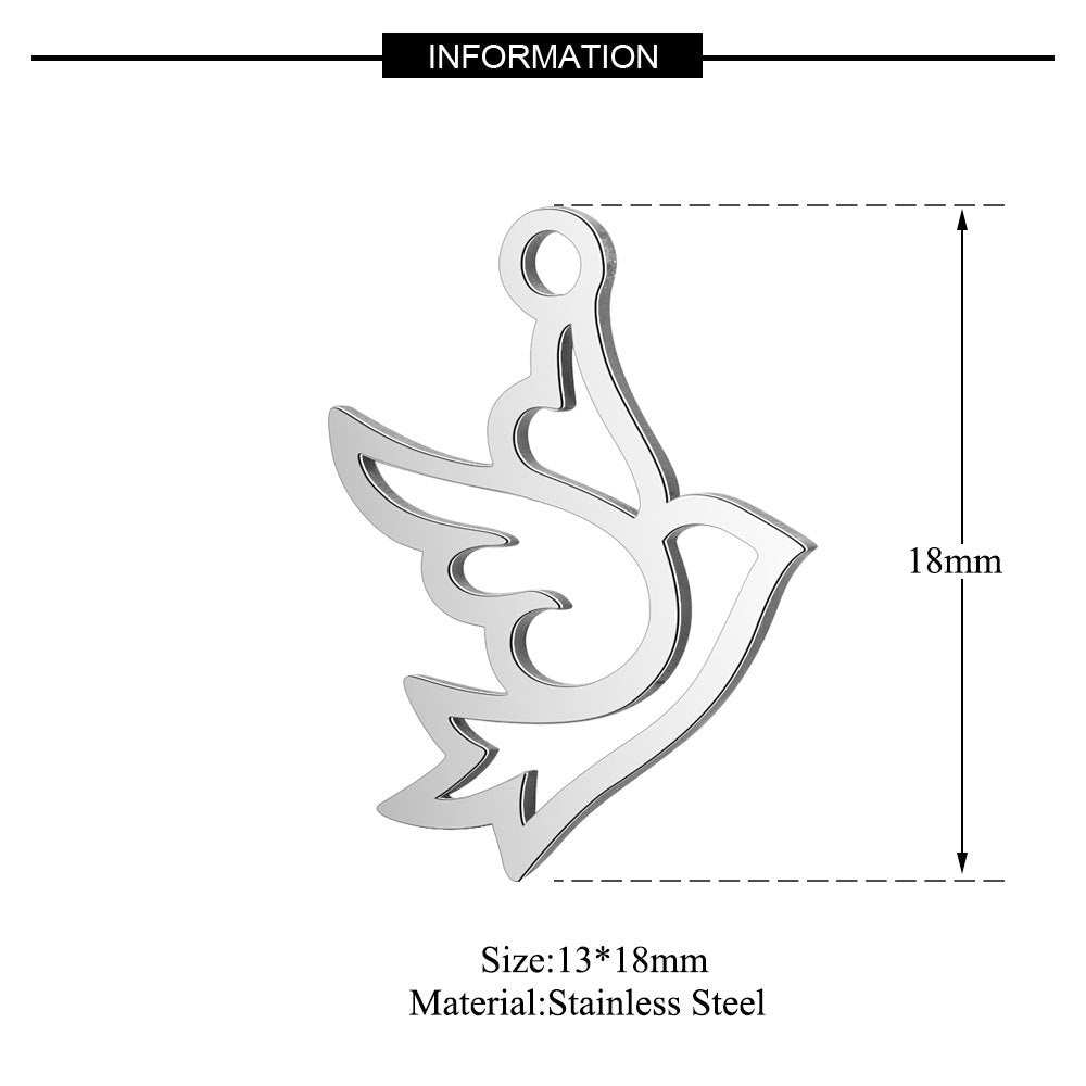 10 pcs/bag Cross Clover Bird Penguin Stainless Steel Pendant