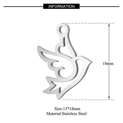 10 pcs/bag Cross Clover Bird Penguin Stainless Steel Pendant