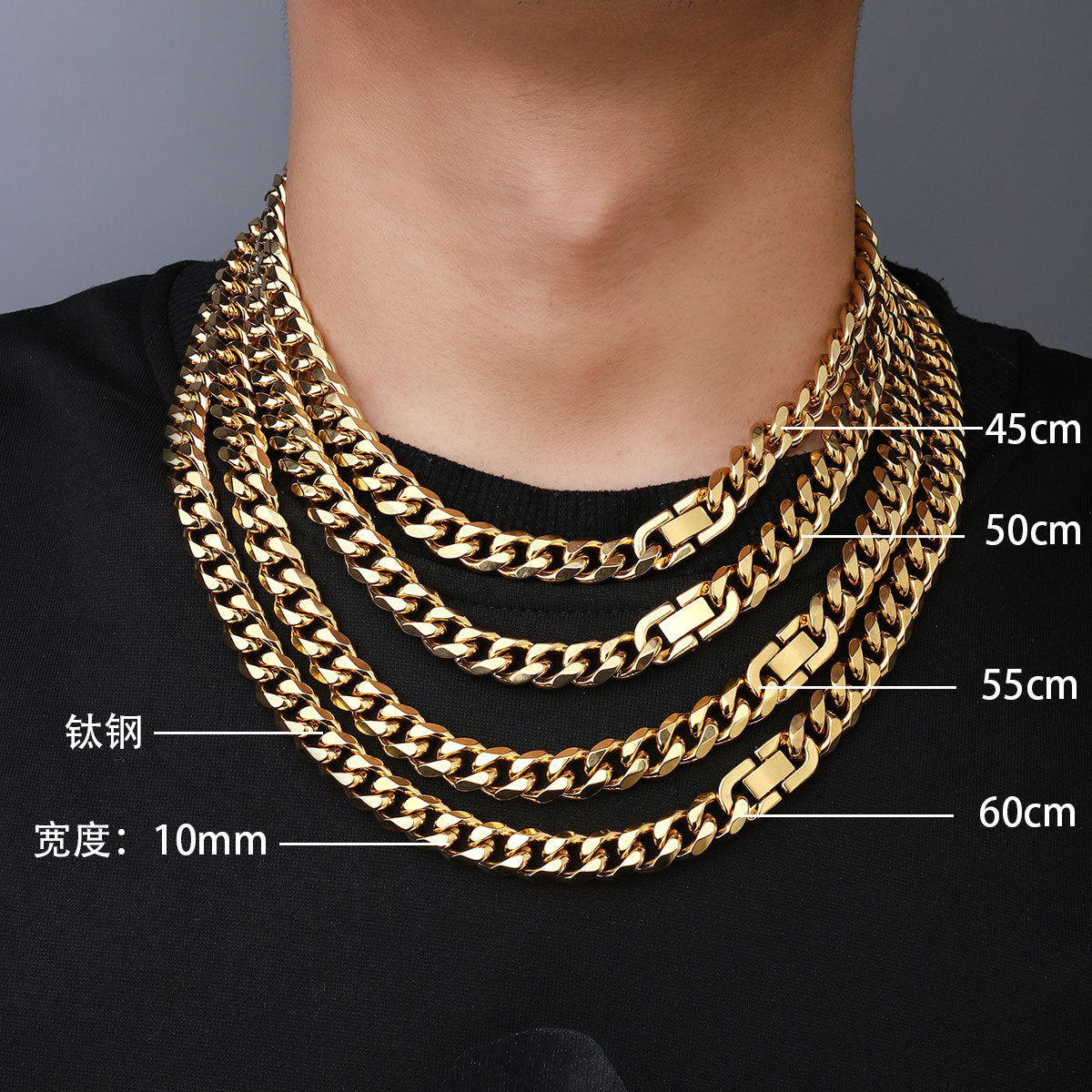 Hip Hop Cuban Chain Necklace 18K Gold 10mm