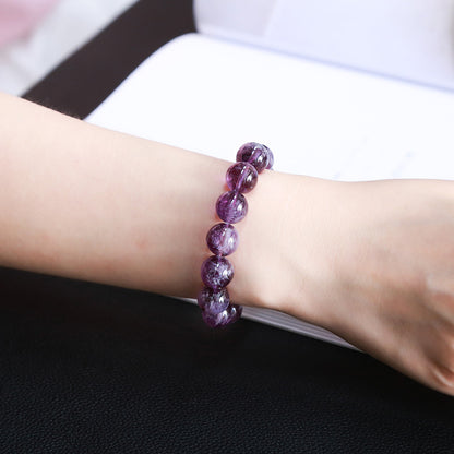 Pulsera de cristal de pelo de conejo morado natural 