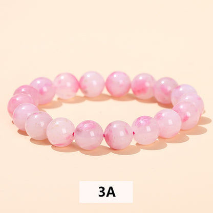 Pulsera de piedra rosa natural 