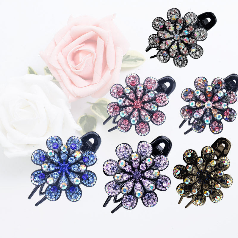 Flower disc hair pin three tooth clip hair accessories