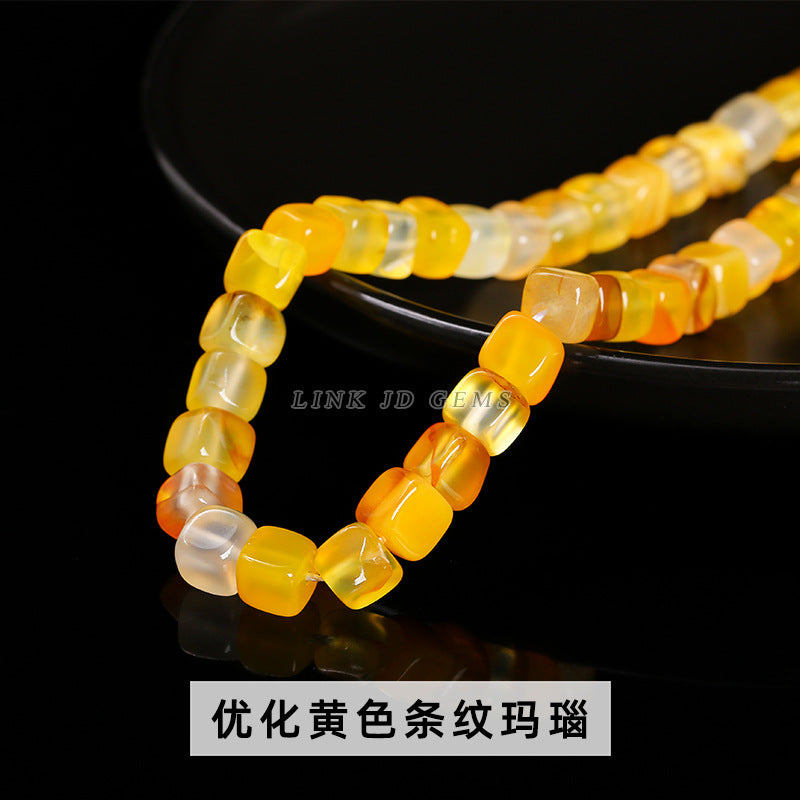 8Mm Optimized Striped Agate Cube Beads Sugar Loose Beads