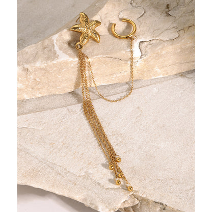 Single Starfish Multi-layered Tassel Ear Clip