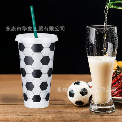 Football plastic straw cup 710ml