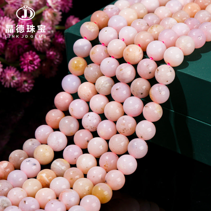 Pink opal loose beads jewelry accessories DIY