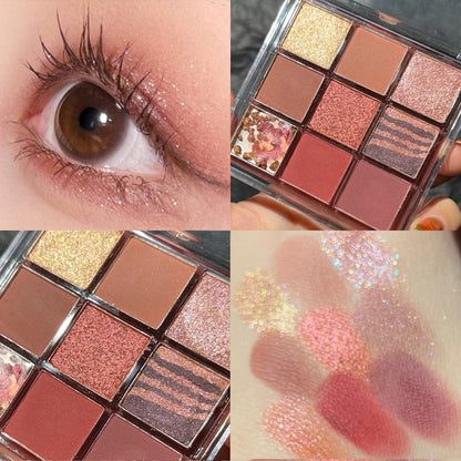 Paleta de sombras de ojos acrílicas transparentes de nueve colores 