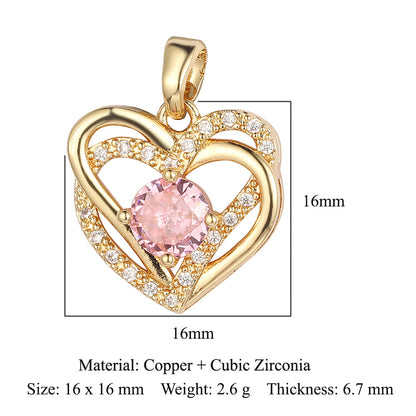 Heart-shaped wings square round zircon pendant.