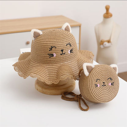 New Kids' Straw Hat Cat Bag