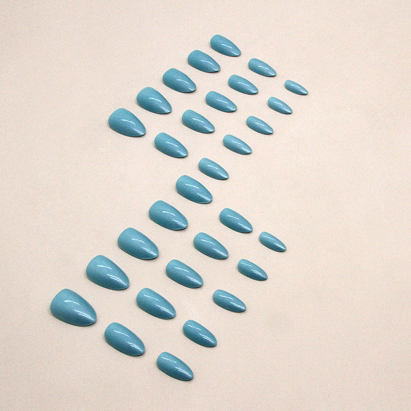 Minimalist Blue Aurora Short Fake Nails 30 Pieces