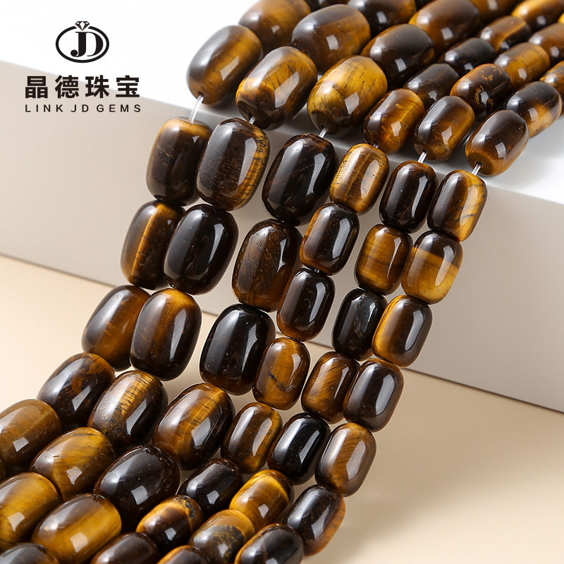 Natural yellow tiger's eye stone bucket beads loose beads