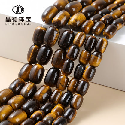 Natural yellow tiger's eye stone bucket beads loose beads