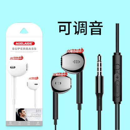 Auriculares con cable Android Apple Huawei Honor con micrófono Bass 